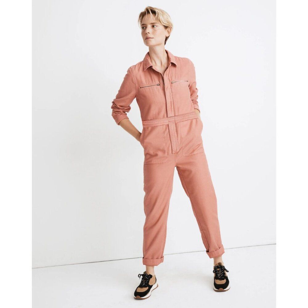 Madewell Zip-Pocket Coverall Jumpsuit Rose Dust Size Small Utility